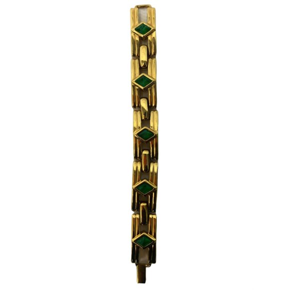 Guy Laroche Gold Green Cabochon Bracelet - Picture 1 of 5